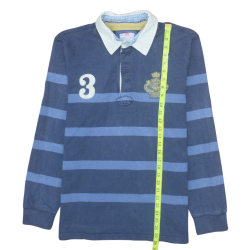 Joules Men's Blue Long Sleeve Rugby Polo Shirt Size M Cotton