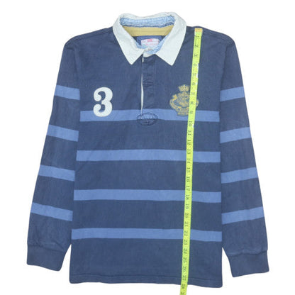 Joules Men's Blue Long Sleeve Rugby Polo Shirt Size M Cotton