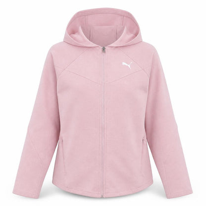 Front view of Puma Women Pink Full Zip Hoodie L Lightweight Hooded Sweatshirt