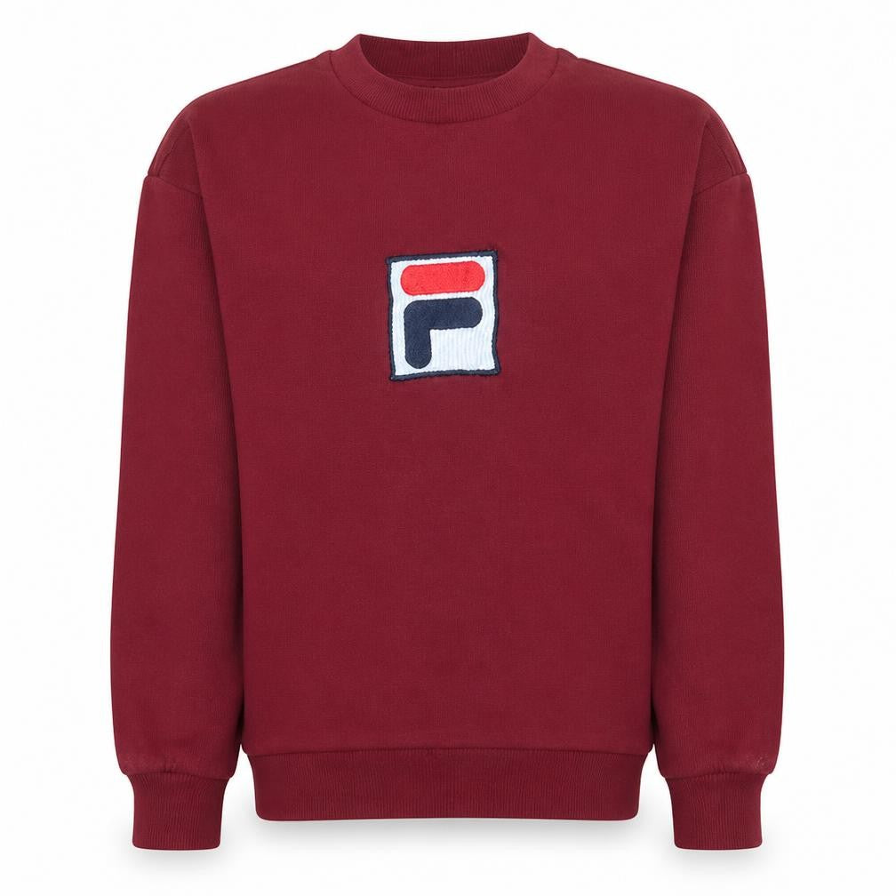 Fila Womens Burgundy Logo Crew Neck Pullover Sweatshirt XS