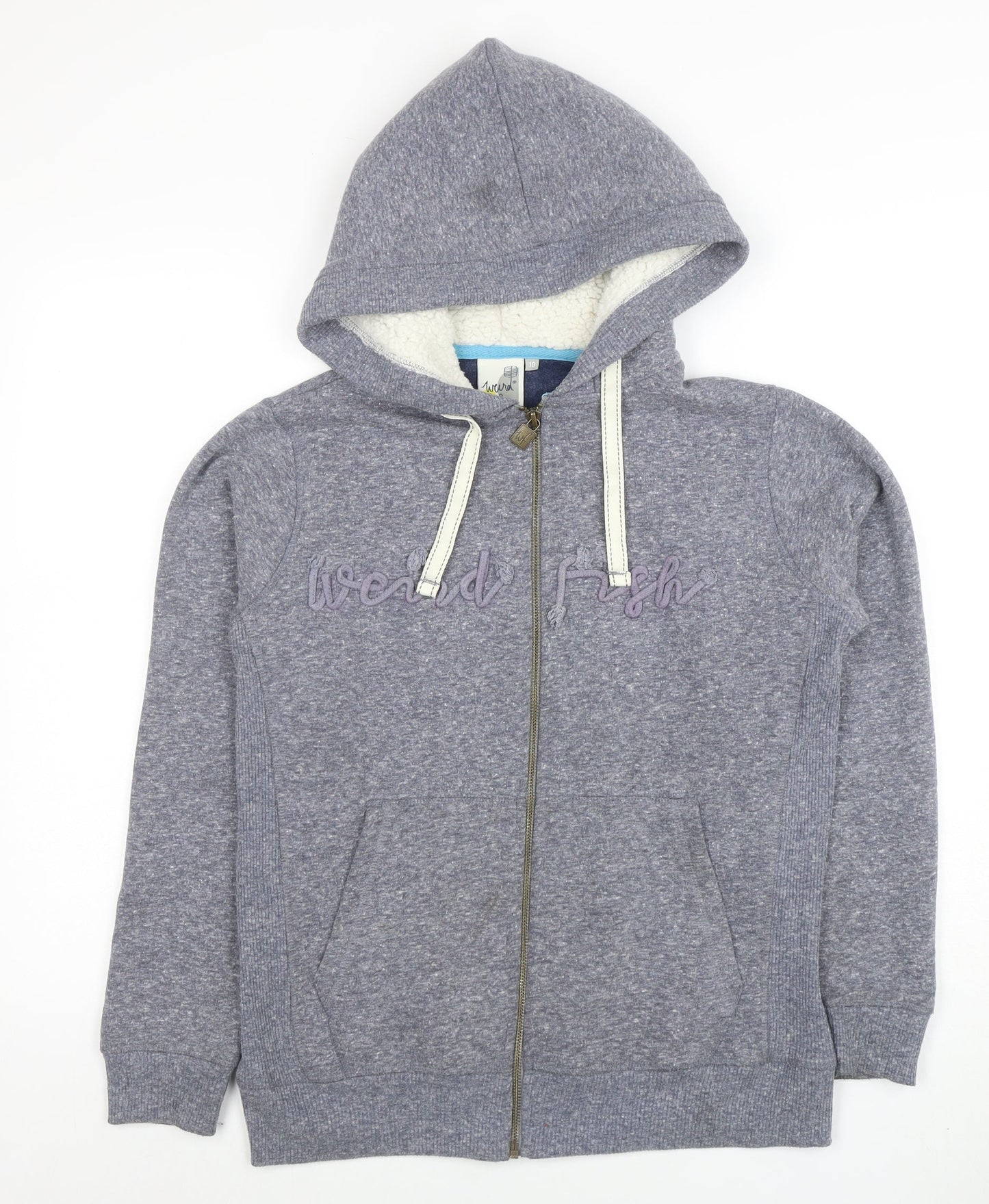 Womens UK Size 10 Weird Fish Grey Full Zip Hoodie