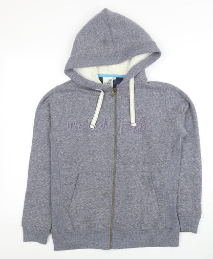 Womens UK Size 10 Weird Fish Grey Full Zip Hoodie