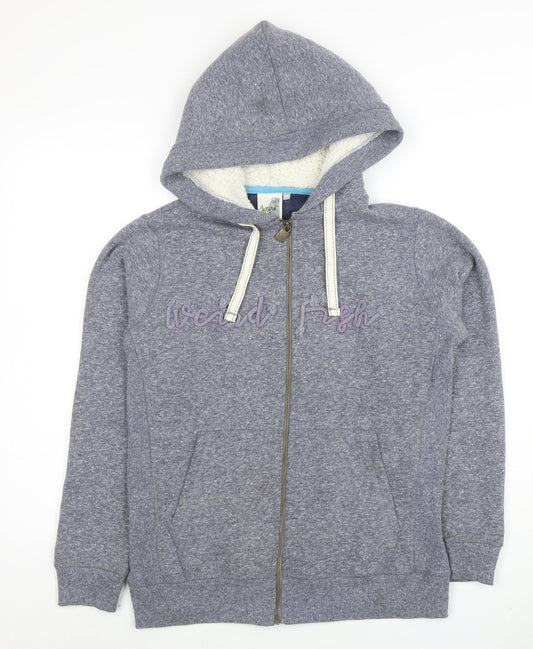 Womens UK Size 10 Weird Fish Grey Full Zip Hoodie
