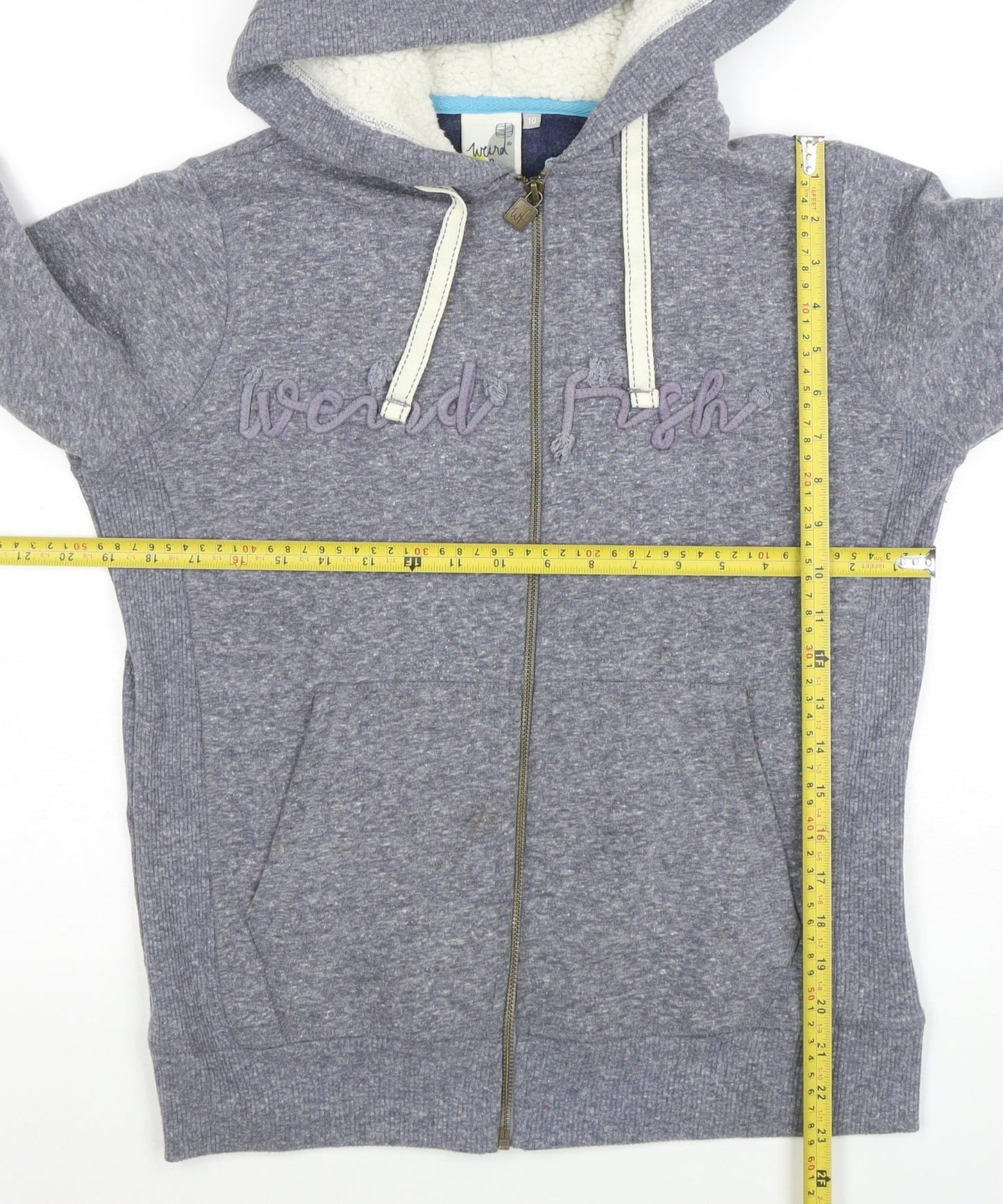 Womens UK Size 10 Weird Fish Grey Full Zip Hoodie