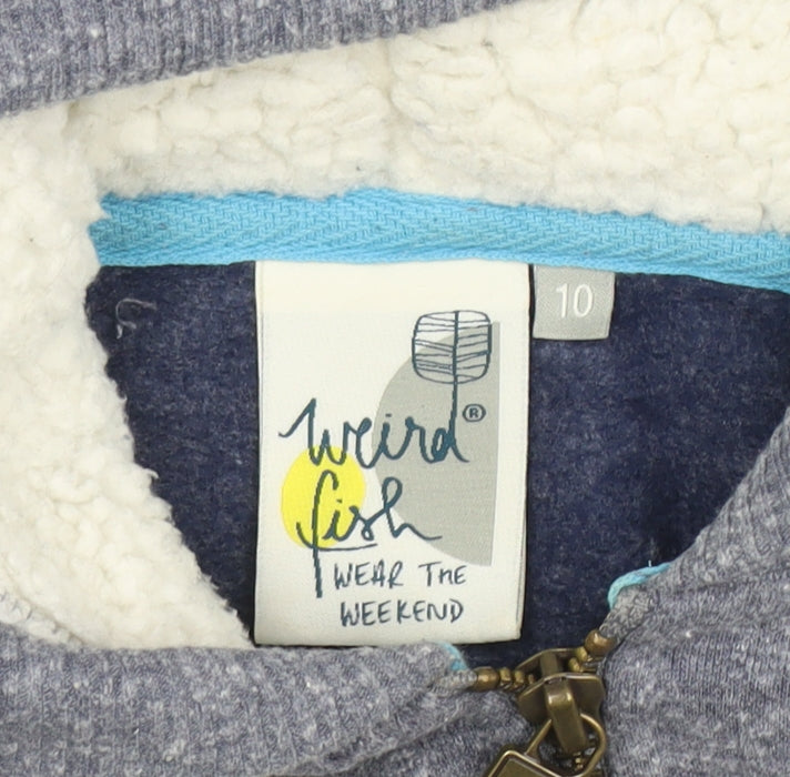 Womens UK Size 10 Weird Fish Grey Full Zip Hoodie