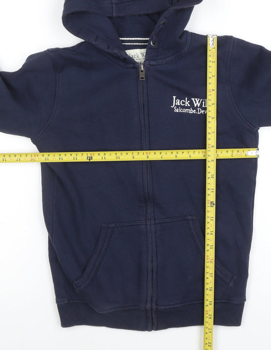 Jack Wills Boys Navy Full Zip Hoodie 9-10 Years Cotton Blend