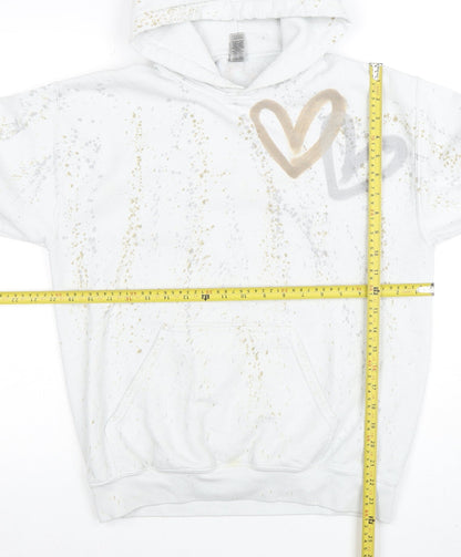 Womens UK Size M Gildan White Pullover Hoodie