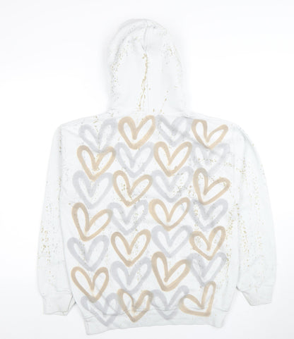 Womens UK Size M Gildan White Pullover Hoodie