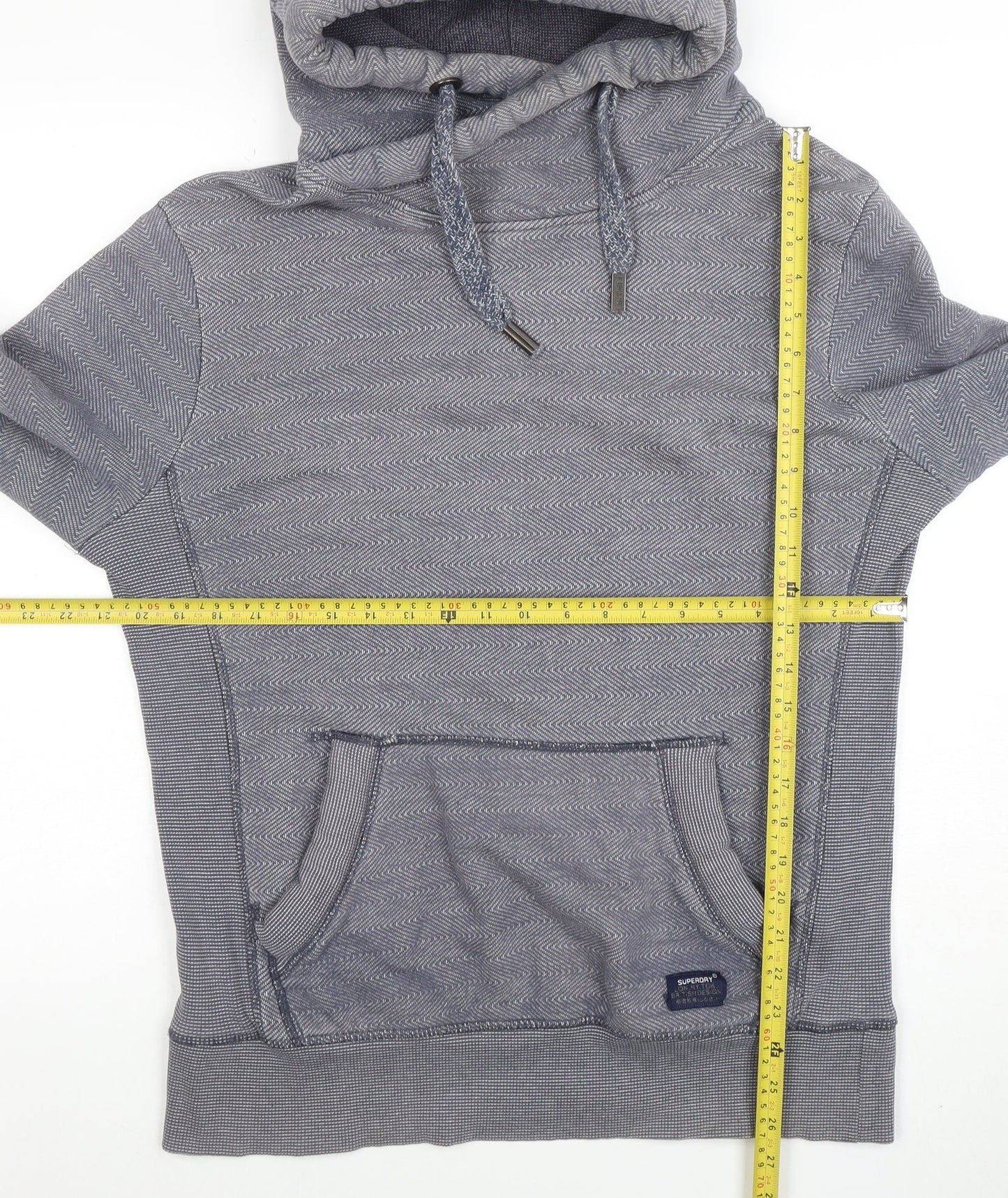 Mens UK Size M Superdry Blue Pullover Hoodie