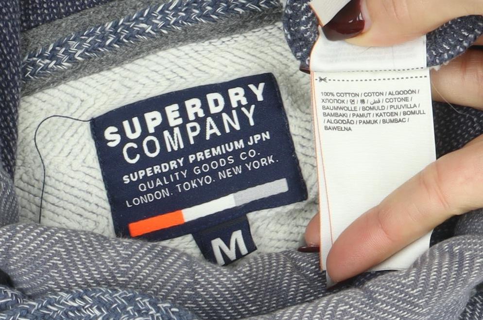 Mens UK Size M Superdry Blue Pullover Hoodie