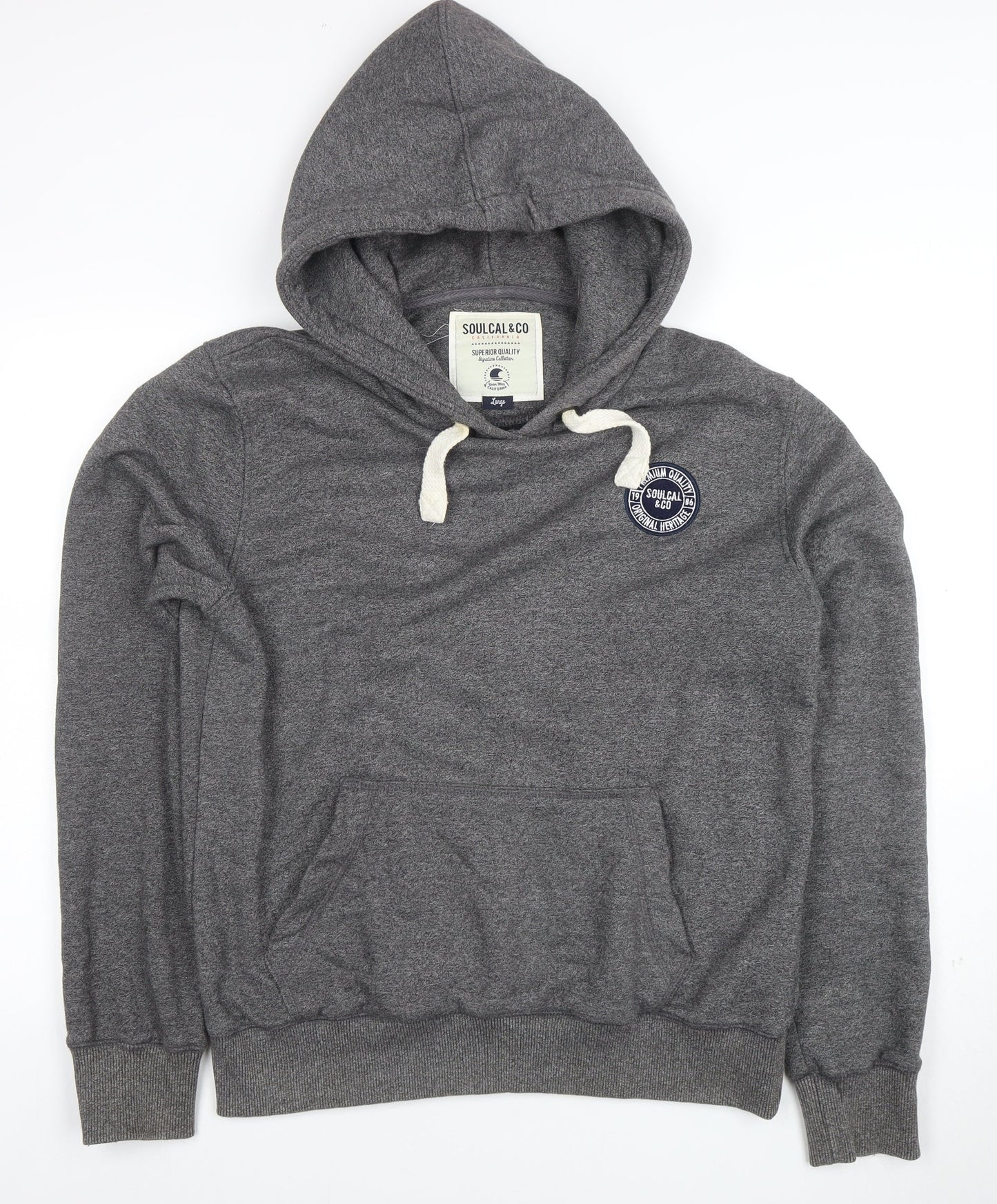 Mens UK Size L SoulCal & Co Grey Pullover Hoodie