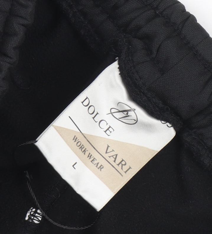 Mens UK Size L Dolce Vari Regular Fit Jogger Black Trousers