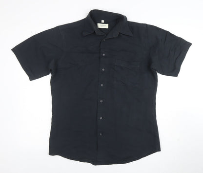 Canda Men's Black Short Sleeve Viscose Polo Shirt Size S