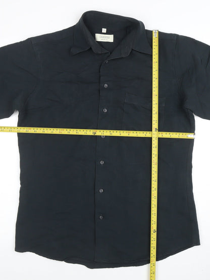 Canda Men's Black Short Sleeve Viscose Polo Shirt Size S