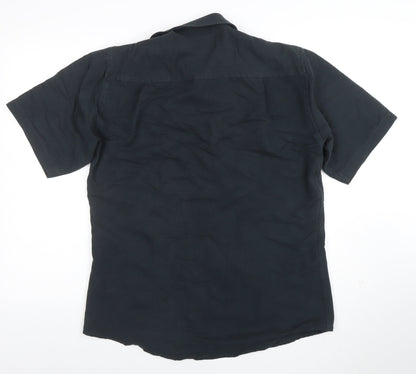 Canda Men's Black Short Sleeve Viscose Polo Shirt Size S
