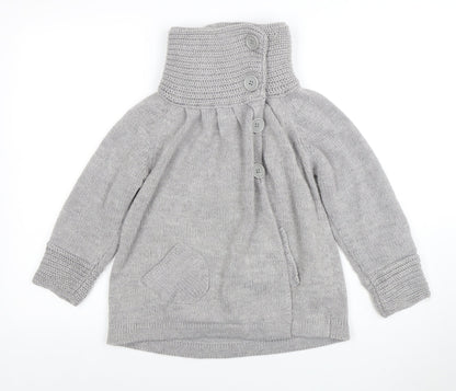 Womens UK Size 10 Xhye Grey Cardigan Jumper