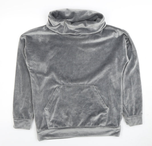 Nutmeg Womens Grey Velour Pullover Hoodie Size 8-10