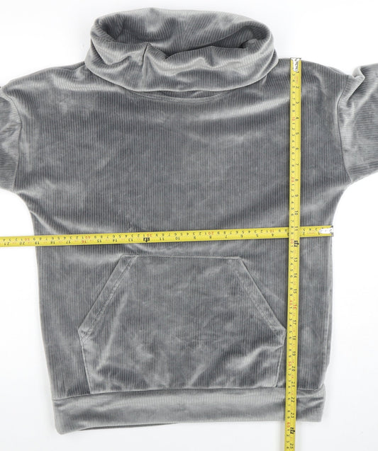 Nutmeg Womens Grey Velour Pullover Hoodie Size 8-10