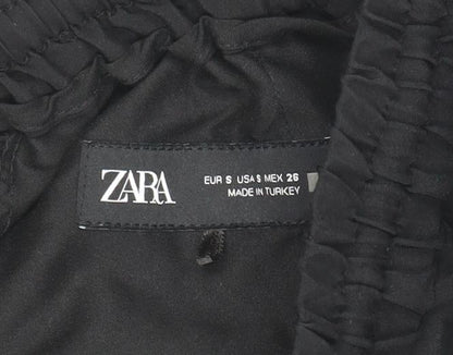 Zara Women Black S Jogger Trousers Elastic Waist Polyester Blend