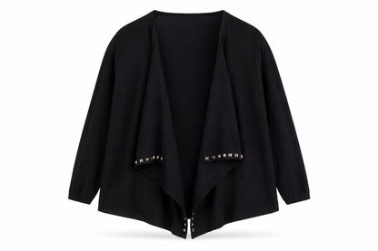 James Lakeland Women Black Studded Open Knit Cardigan Size 18