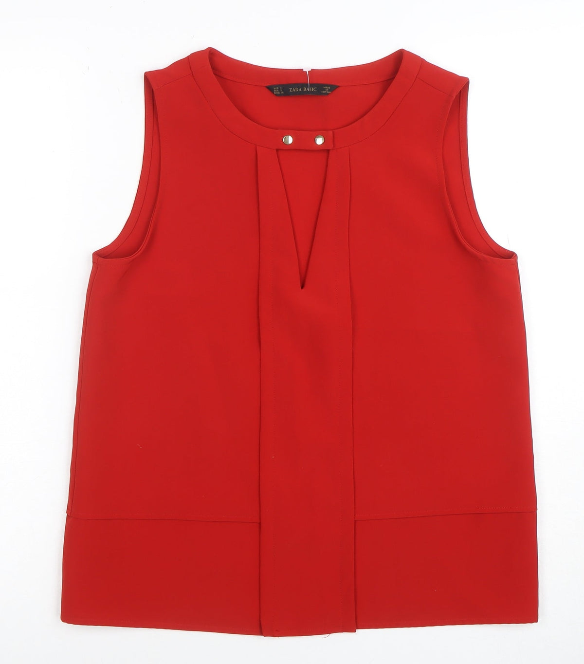 Womens UK Size S ZARA BASIC Red Basic Blouse