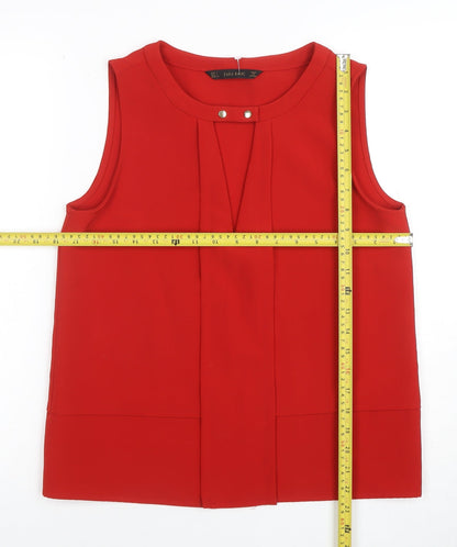 Womens UK Size S ZARA BASIC Red Basic Blouse