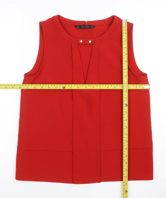 ZARA BASIC Women's Red Sleeveless Blouse Size S
