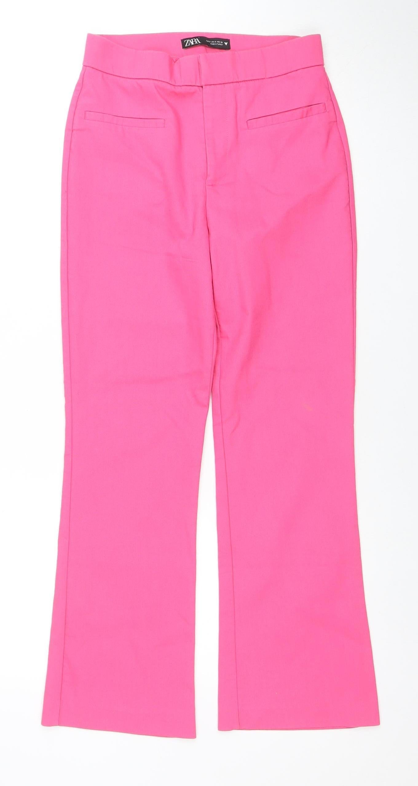 Womens UK Size S Zara Slim Fit Casual Workwear Pink Trousers