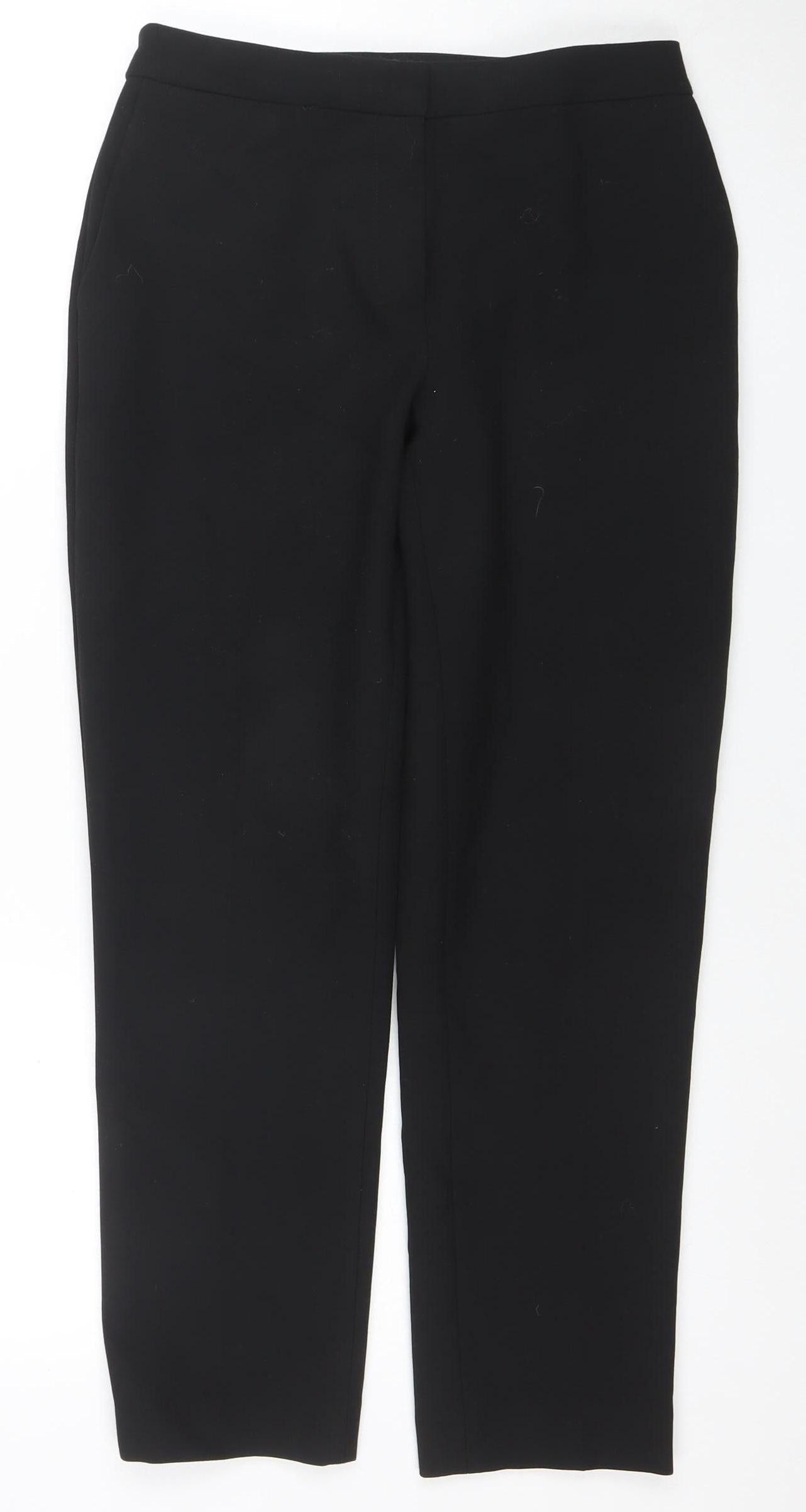 Womens UK Size 8 Jaeger Slim Fit Cropped Black Trousers