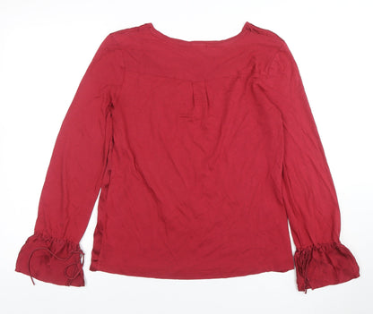 Womens UK Size S Jigsaw Red Tunic Blouse