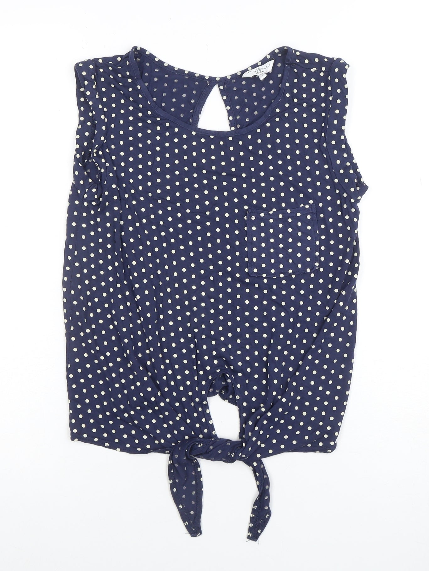 Womens UK Size 8 Look Blue Cropped Blouse
