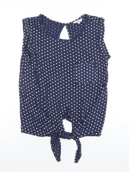 Womens UK Size 8 Look Blue Cropped Blouse