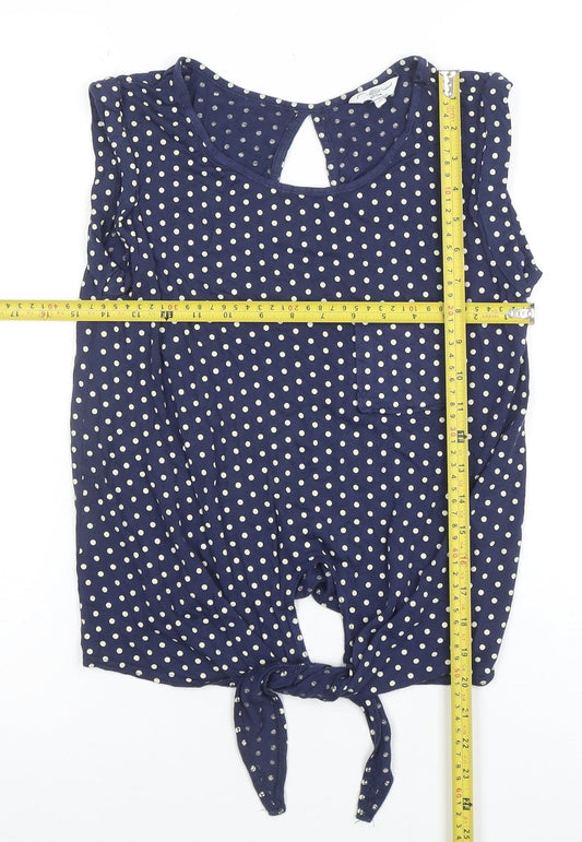 Womens UK Size 8 Look Blue Cropped Blouse