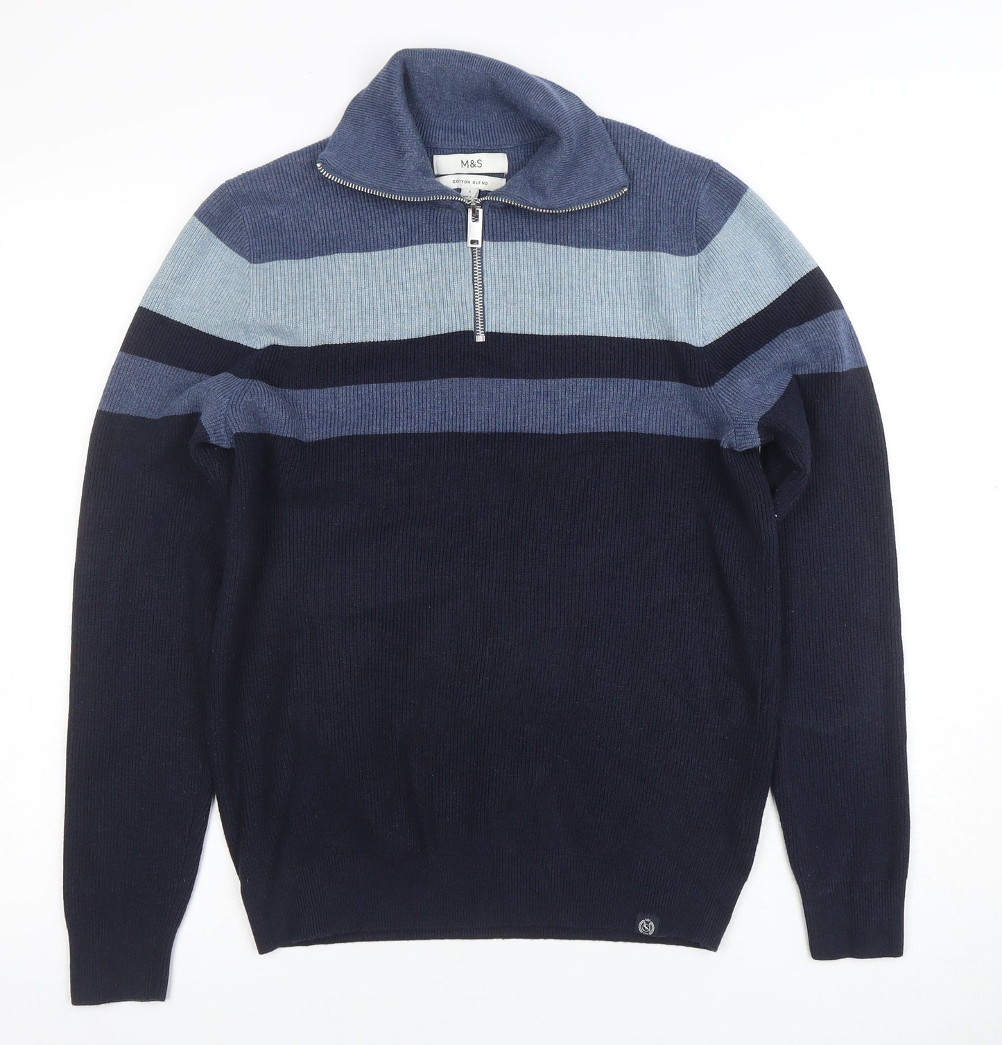 Womens UK Size S Marks and Spencer Blue Full Zip Jumper