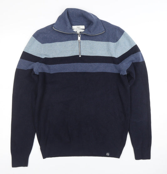 Womens UK Size S Marks and Spencer Blue Full Zip Jumper