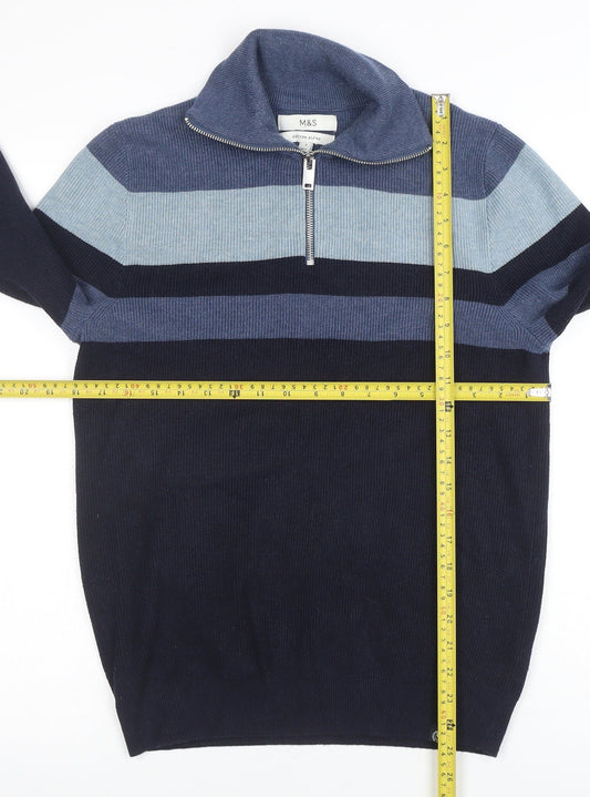 Womens UK Size S Marks and Spencer Blue Full Zip Jumper