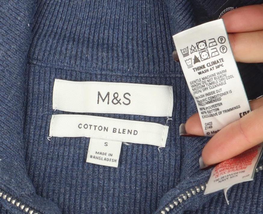 Womens UK Size S Marks and Spencer Blue Full Zip Jumper