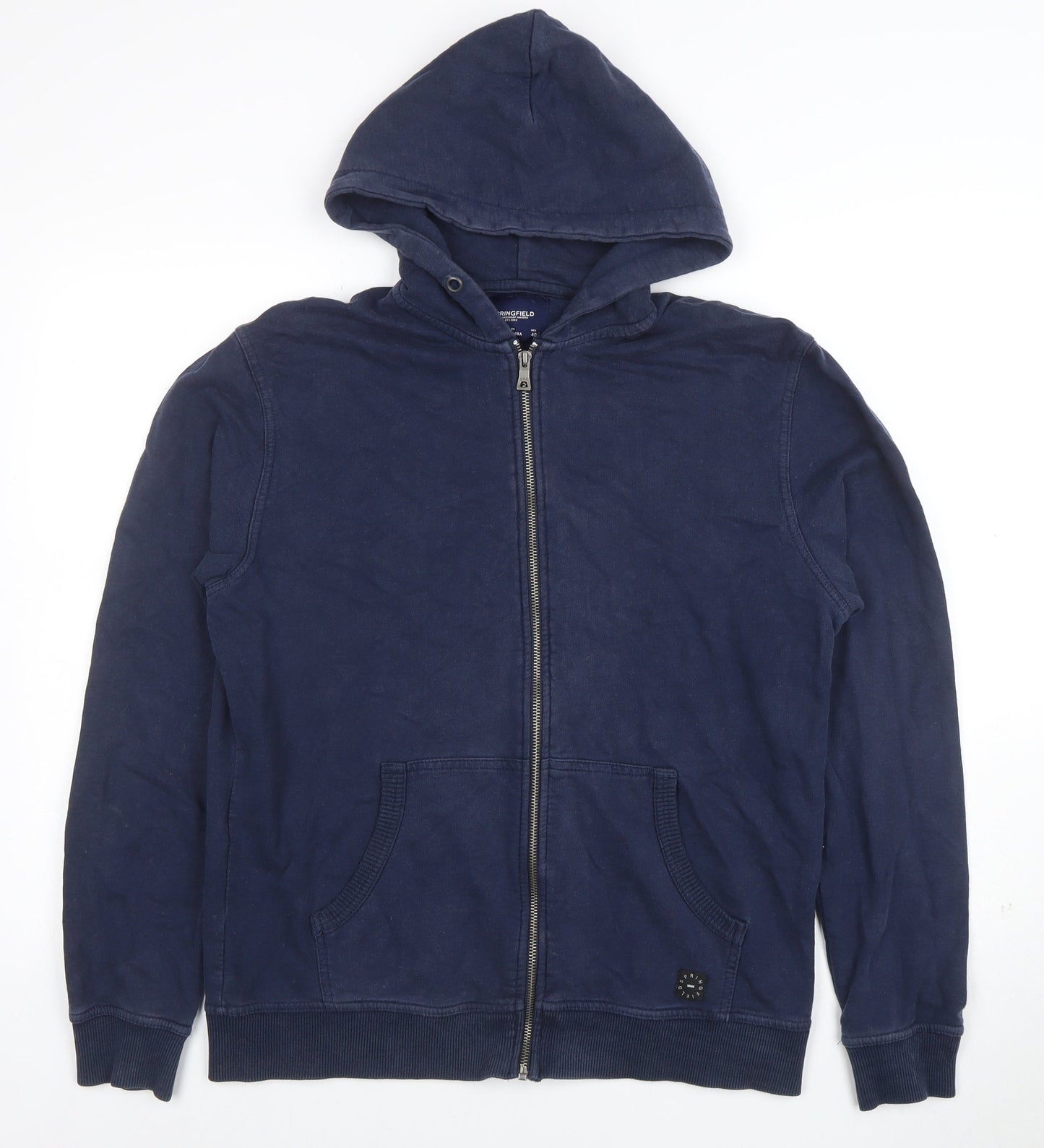 Mens UK Size L Springfield Blue Full Zip Hoodie
