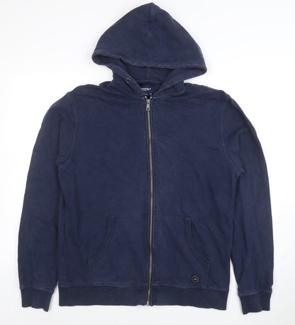 Mens UK Size L Springfield Blue Full Zip Hoodie