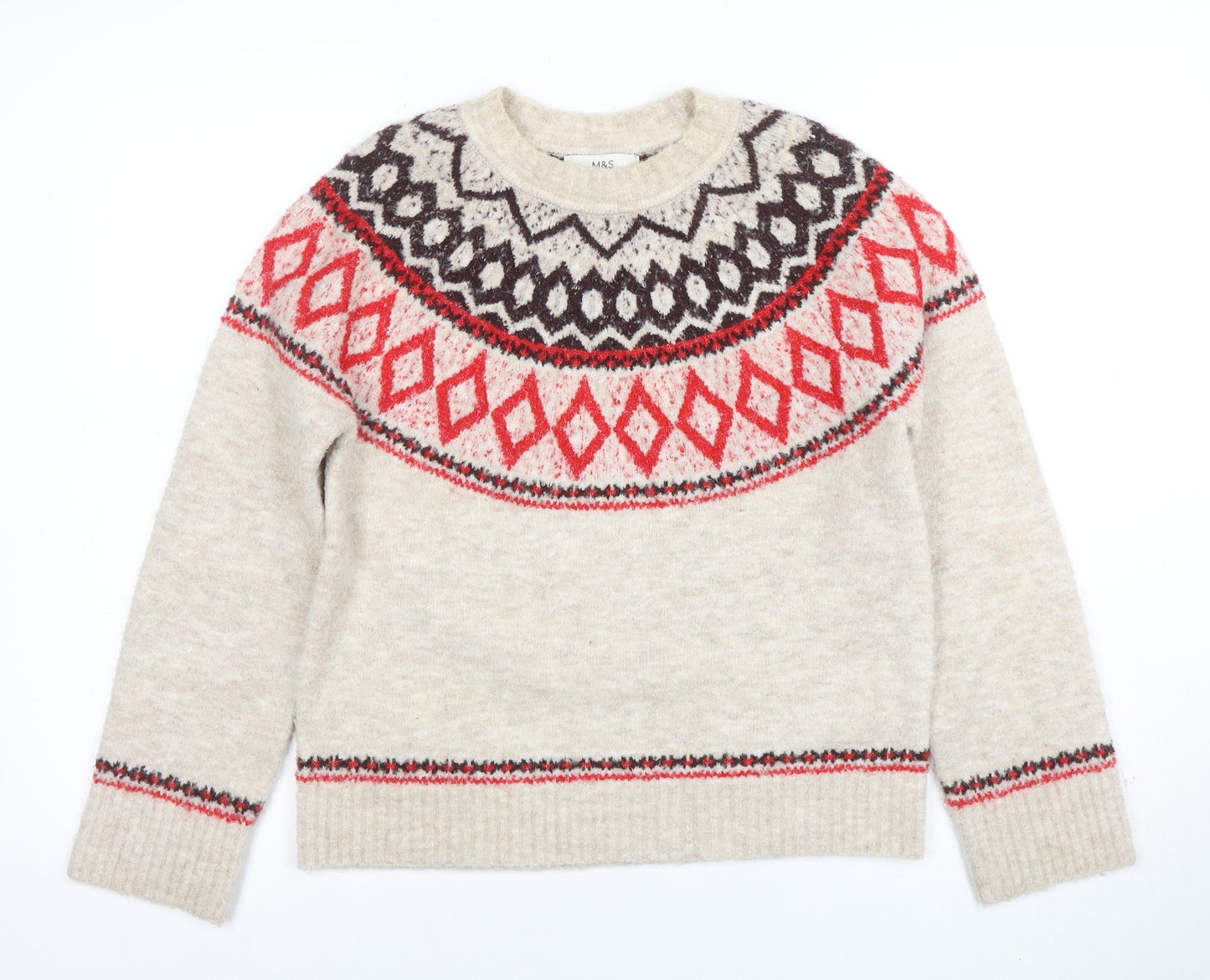Womens UK Size XS Marks and Spencer Beige Pullover Jumper