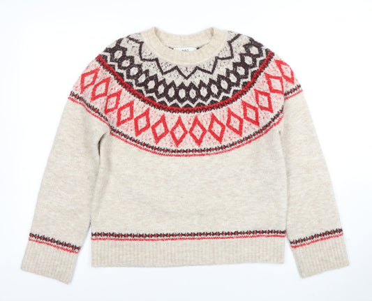 Womens UK Size XS Marks and Spencer Beige Pullover Jumper