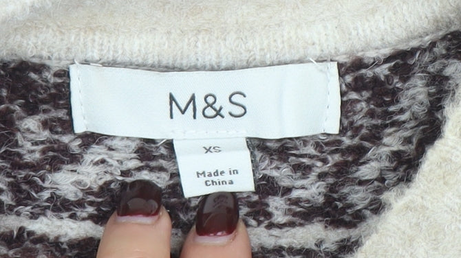 Womens UK Size XS Marks and Spencer Beige Pullover Jumper