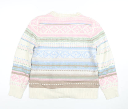 Woolovers Womens Multicoloured Fair Isle Wool Cotton Jumper Size S