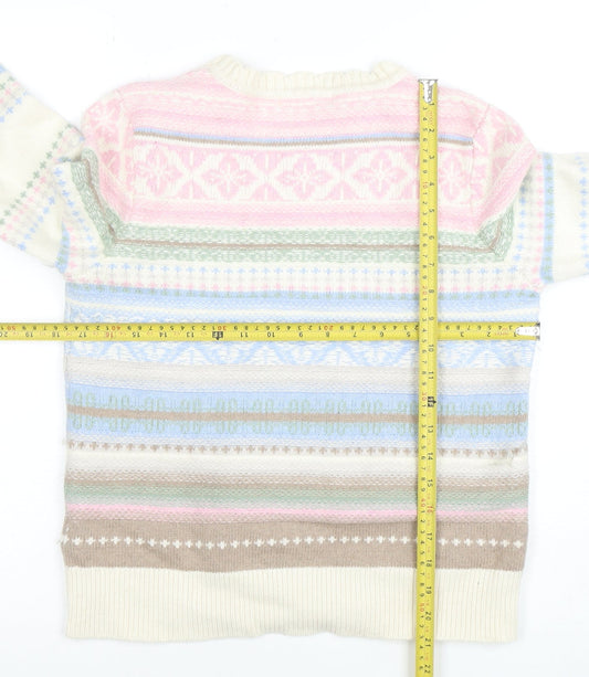 Woolovers Womens Multicoloured Fair Isle Wool Cotton Jumper Size S