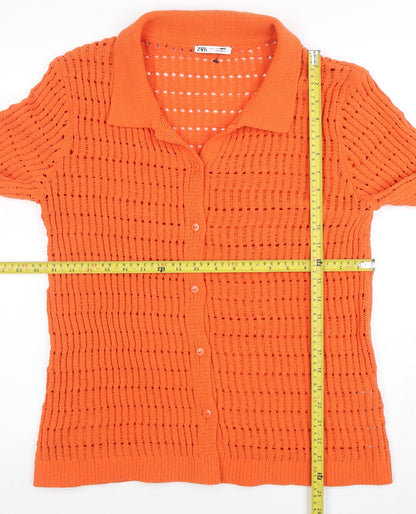 Womens UK Size 10 Zara Orange Cardigan Jumper