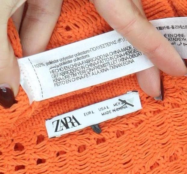 Womens UK Size 10 Zara Orange Cardigan Jumper