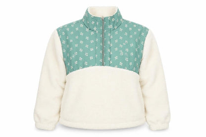 Universal Thread Women Ivory Green 1/2 Zip Pullover Sweatshirt M