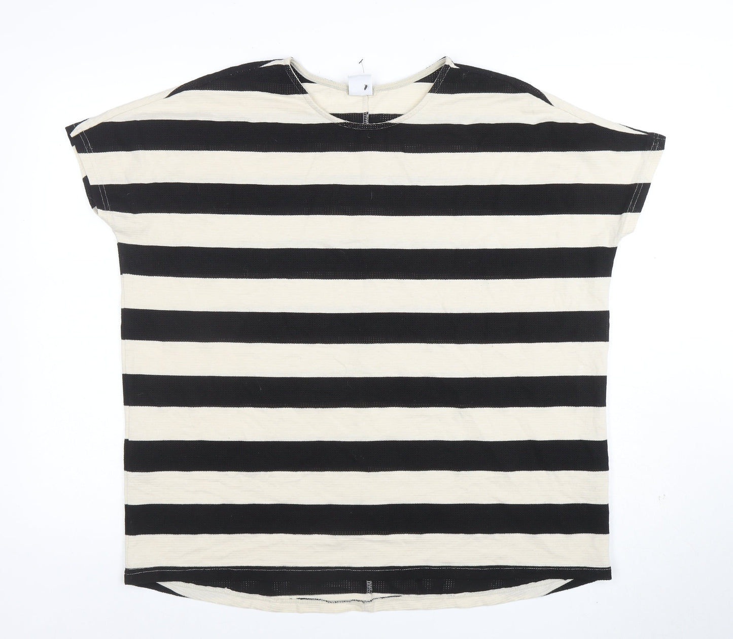 Vero Moda Women’s Black Stripe L Short Sleeve Cotton T-Shirt