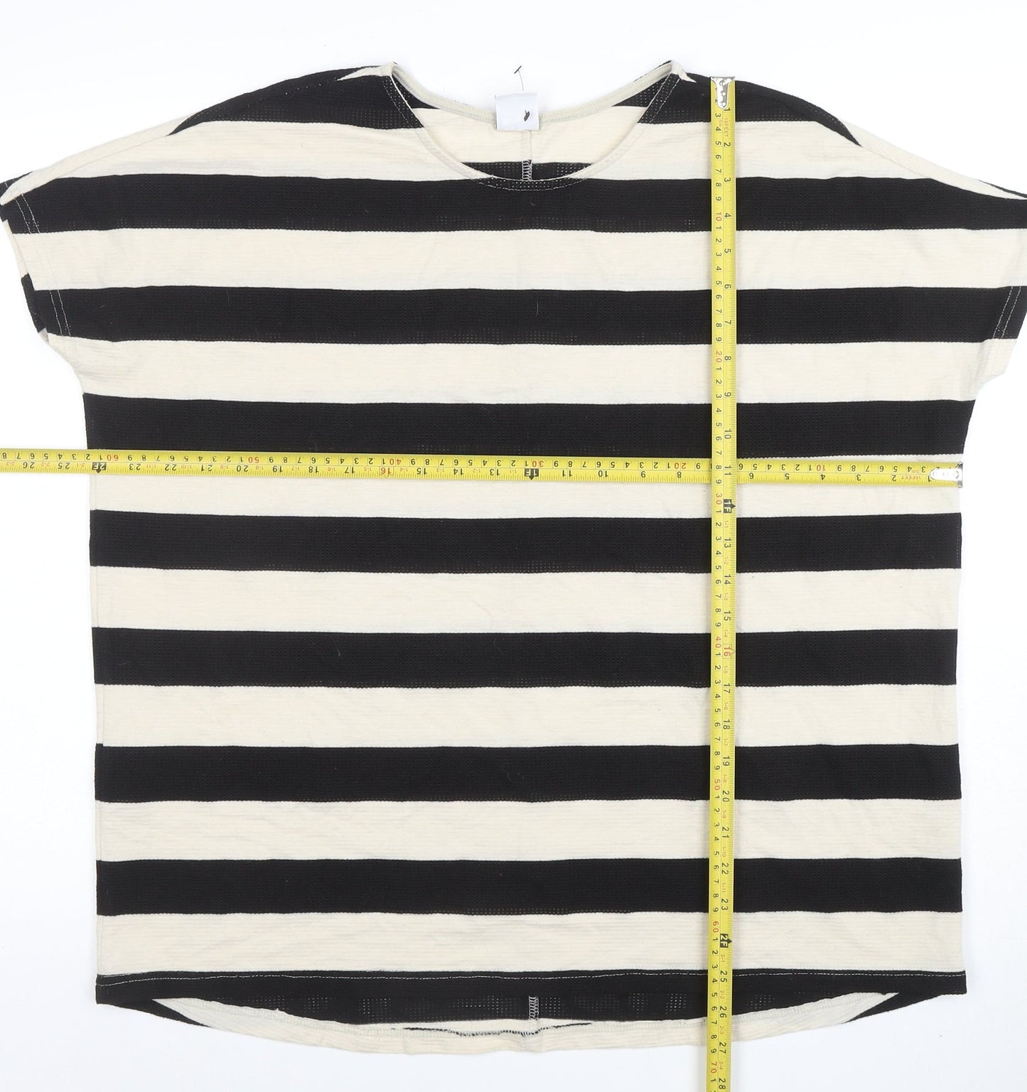 Vero Moda Women’s Black Stripe L Short Sleeve Cotton T-Shirt