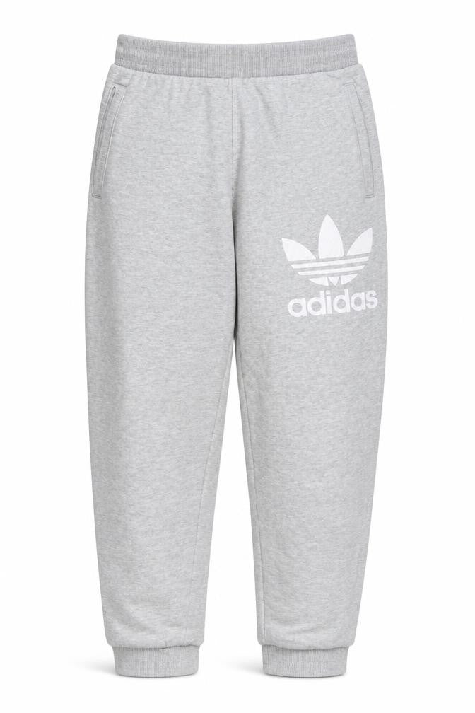 Front view of Adidas boys’ grey 11-12 years jogger sweatpants cotton blend tapered fit